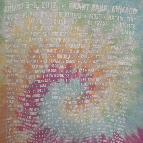 2017 Lollapalooza Tie Dye Grant Park Chicago Graphic T-Shirt Size Small - Picture 6 of 10